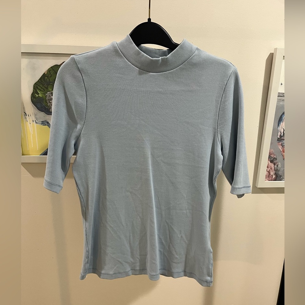 Anthropologie Maeve Sky Blue Ribbed Top